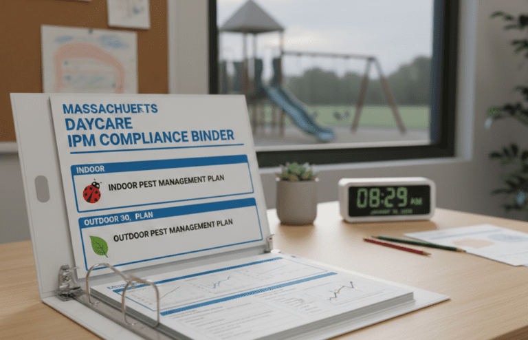 Massachusetts daycare ipm compliance binder with indoor and outdoor pest management plans