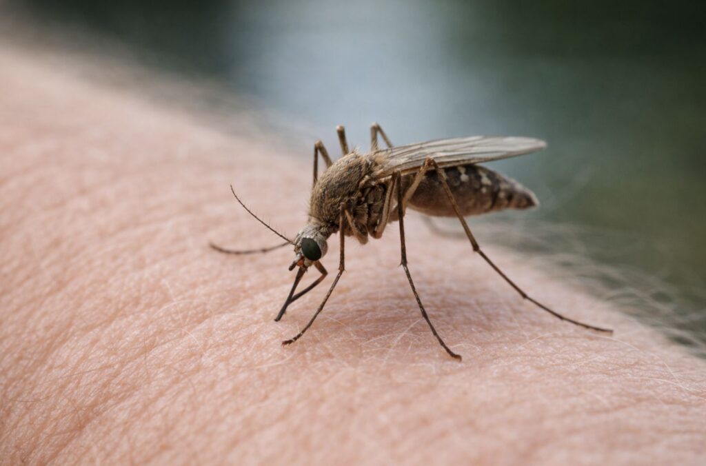 Northern house mosquito preparing to feed worcester county massachusetts