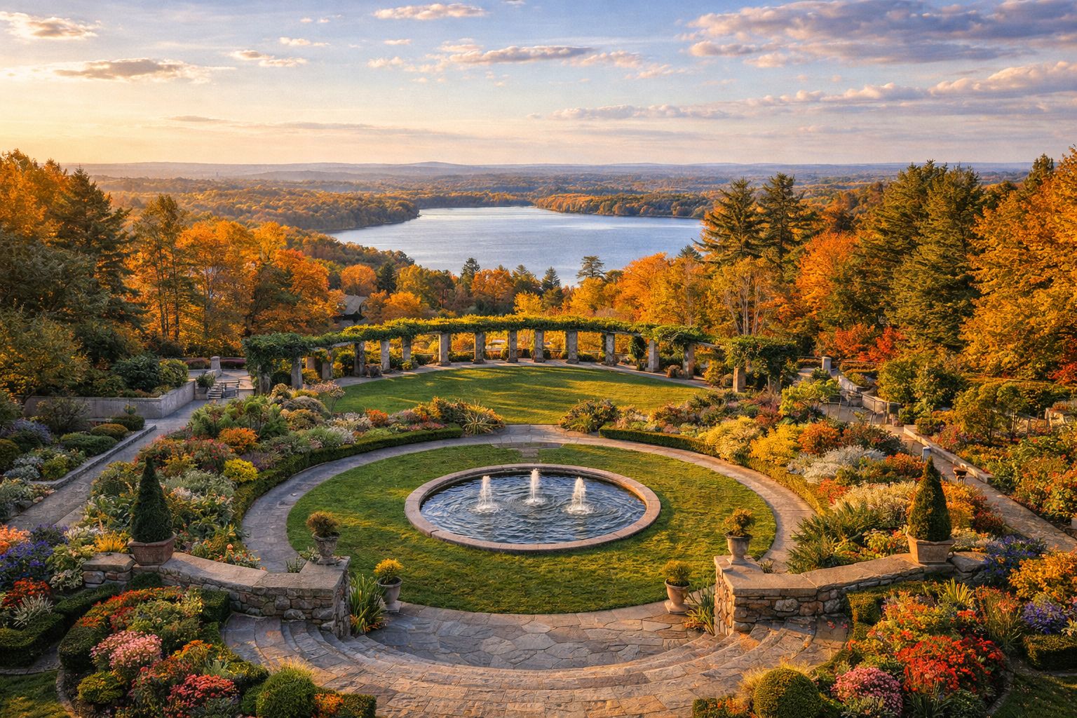 Tower hill botanic garden in boylston, ma with wachusett reservoir views in background