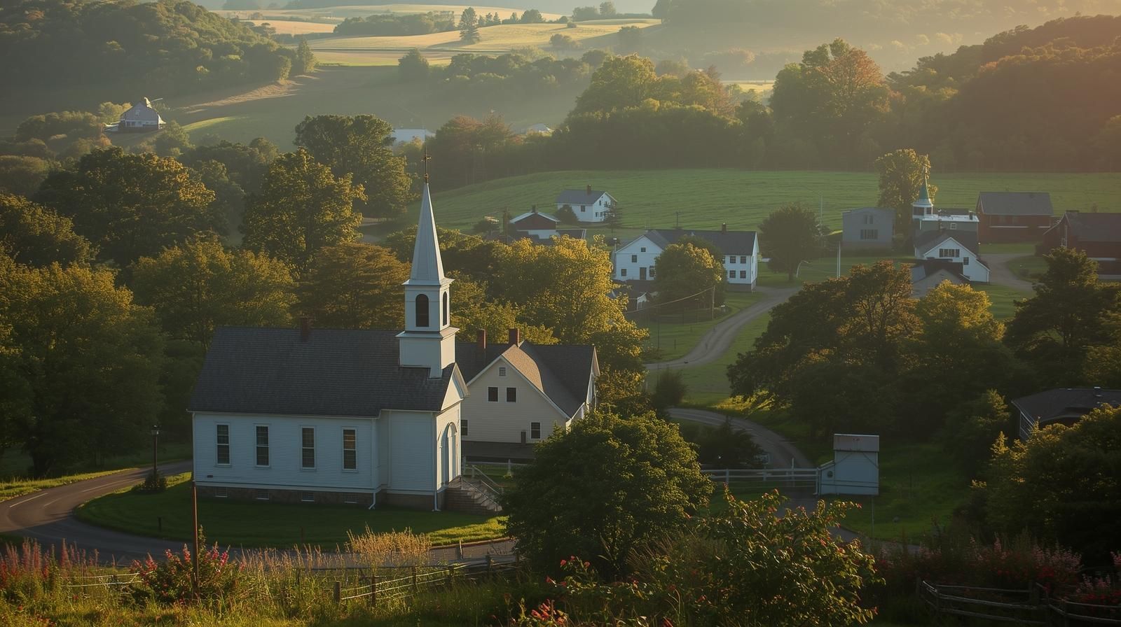 Hubbardston town common showing rural village center with surrounding agricultural landscape