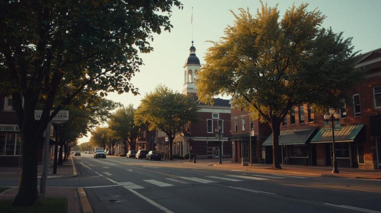 Marlborough city hall and civic center with surrounding downtown district in marlborough, ma