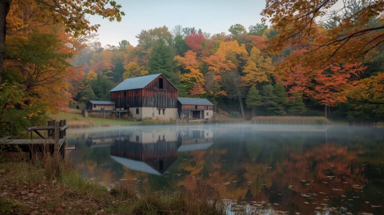 Moore state park in paxton, ma showing historic sawmill site and moore's pond